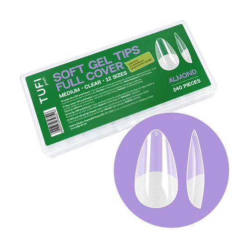 Гелеві тіпси TUFI profi Full Cover Soft Gel Tips Мигдаль прозорі 240 шт (0134004)