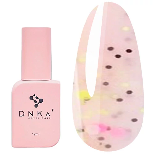 База DNKa Cover New Formula №0061 Confetti рожевий з жовтими, рожевими та чорними пластівцями 12 мл (FTDNKA0061)