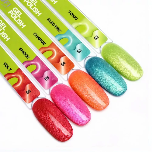 Профарбована палітра гель-лаків TUFI profi NEON CAT EYE 5 відтінків (0335229)