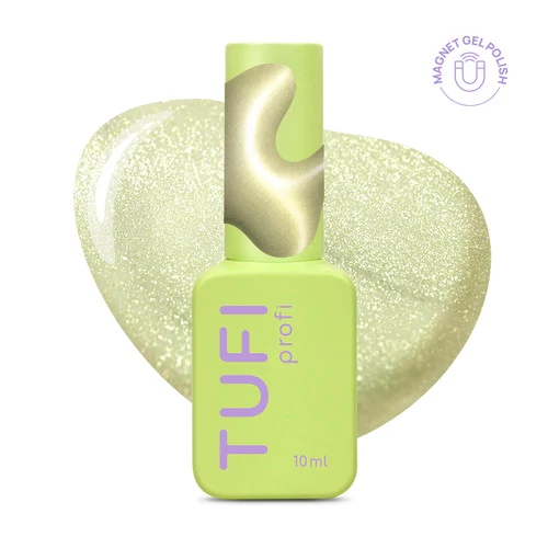 Гель-лак з ефектом котячого ока TUFI Profi CHAMPAGNE CAT EYE 58 Cider ніжно-салатовий 10 мл (0334073)