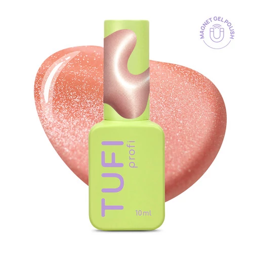 Гель-лак з ефектом котячого ока TUFI Profi CHAMPAGNE CAT EYE 62 Bellini персиково-рожевий 10 мл (0334072)