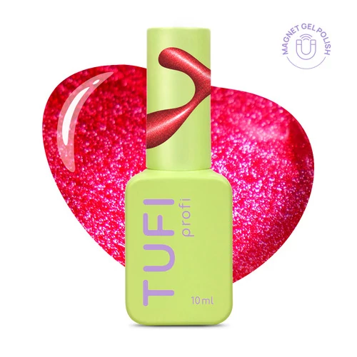 Гель-лак з ефектом котячого ока TUFI Profi MYSTIC CAT EYE 69 Omen ягідний червоний 10 мл (0334089)