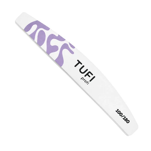 Пилочка для нігтів півмісяць біла Tufi Profi 100/180 грит 17,8×2,8×0,4 см 1 шт (0332965)