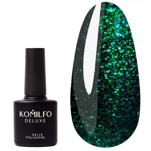 Гель-лак KOMILFO Deluxe Series HEMA/TPO free №D157 темний пляшково-зелений з мікроблиском 8 мл (231694)
