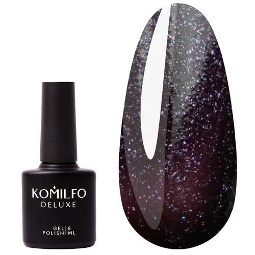 Гель-лак KOMILFO DeLuxe Series №G022 темно-фиолетовый с микроблеско 8 мл (101022) - Фото №1
