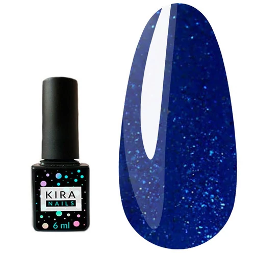 SALE Гель-лак KIRA Nails 24 Karat №010 синий с блестками 6 мл (456010)