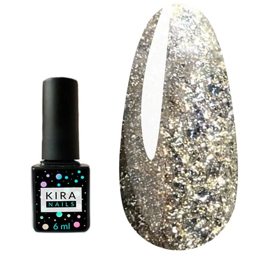 Гель-лак KIRA Nails Shine Bright №003 белое золото с крупными блестками 6 мл (465003)