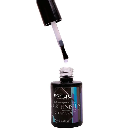 Komilfo "Quick Finish" No Wipe Gel Top Coat Clear Violet, 15 мл - Фото №2