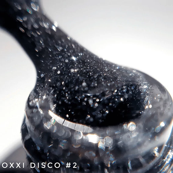 Гель-лак OXXI Disco №2 черный с серебристыми блестками светоотражающий 10 мл (000002119) - Фото №2