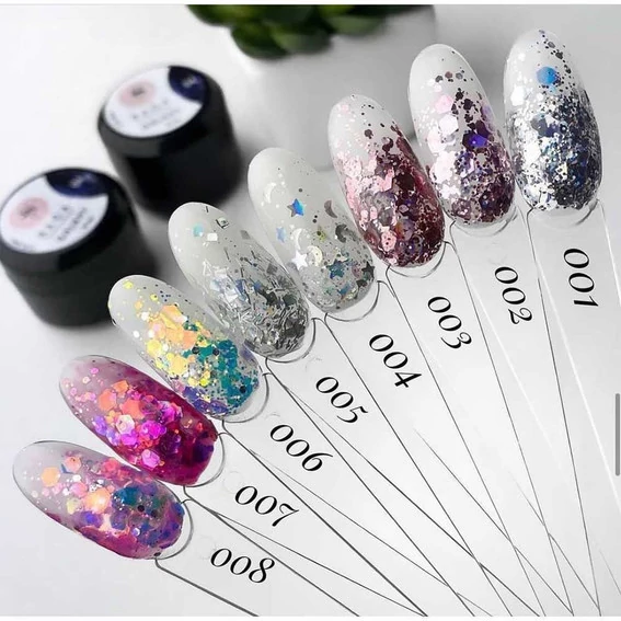SALE Гель Saga professional GALAXY glitter №05 прозрачный с голографическими частицами 8 мл (2000994383590) - Фото №4