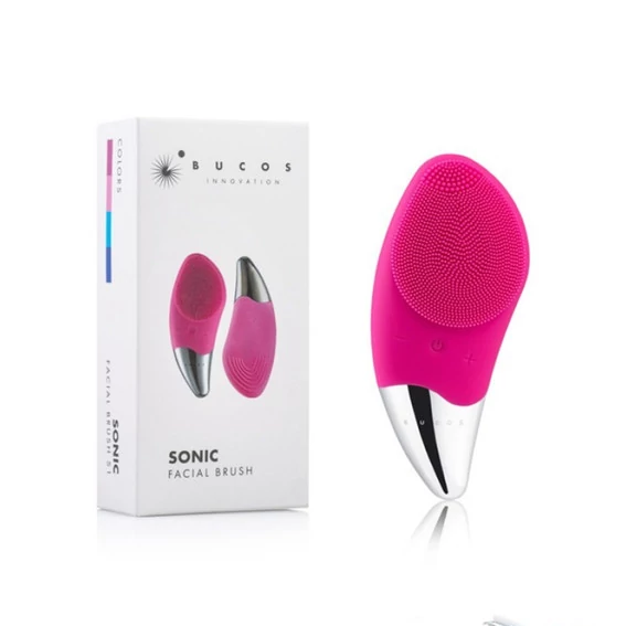 Щетка для очищения лица-BUCOS Sonic Facial Brush S1, силиконовая, розовый - Фото №2