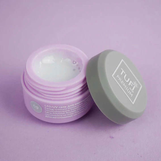 Гель для наращивания TUFI profi UV/LED GEL 09 White Frost с шиммером 5 г (0105920) - Фото №3