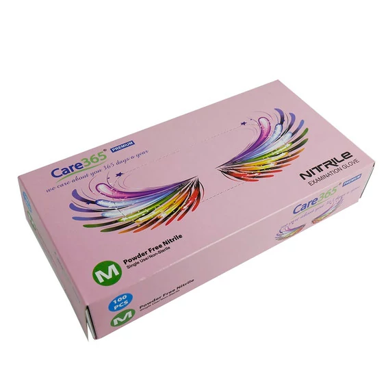 Перчатки Care 365 Premium розовые нитриловые без пудры M 100 шт (4820194990330) - Фото №2