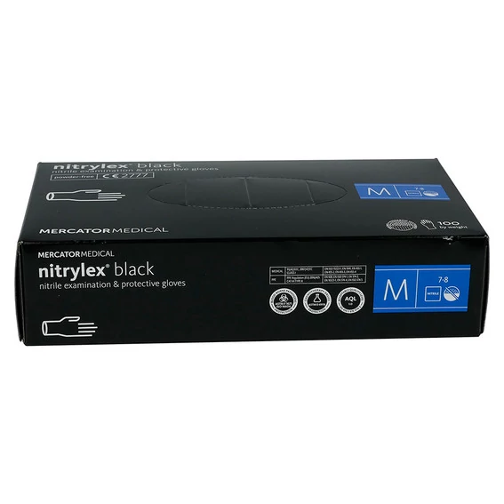 Перчатки ProSteril Nitrylex Black черные нитриловые без талька М 100 шт (5906615133292) - Фото №3