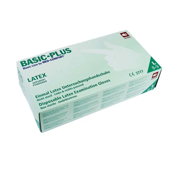 Перчатки UNEX BASIC PLUS белые латексные с тальком L 100 шт (01012-L) - Фото №2