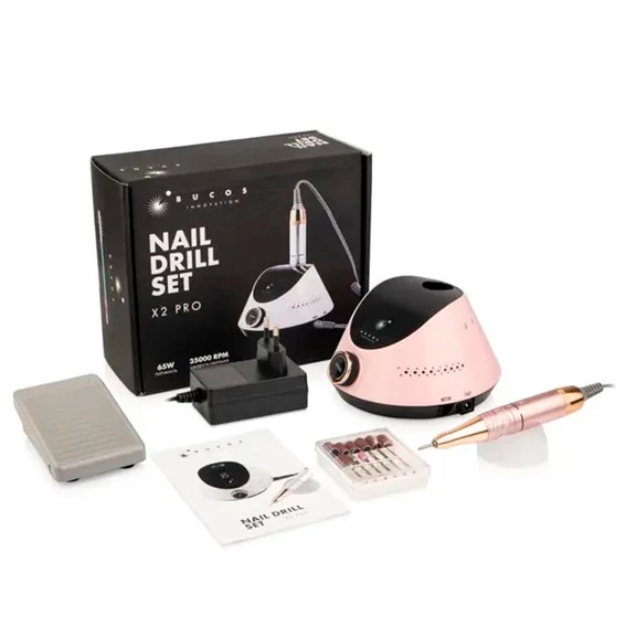 Фрезер для маникюра BUCOS Nail Drill X2 PRO BLUSH PINK 65W/35000 об + 6 покрашенных фрез - Фото №2