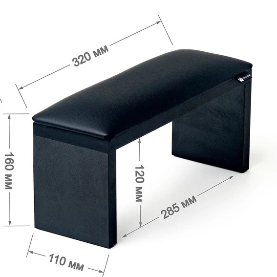 Подлокотник ECOSTAND Wood черный на черных ножках 320х160х110 мм - Фото №2