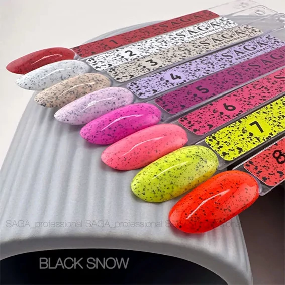 Гель лак Saga Black Snow №01 красный с черной крошкой  9 мл (2000994985480) - Фото №4