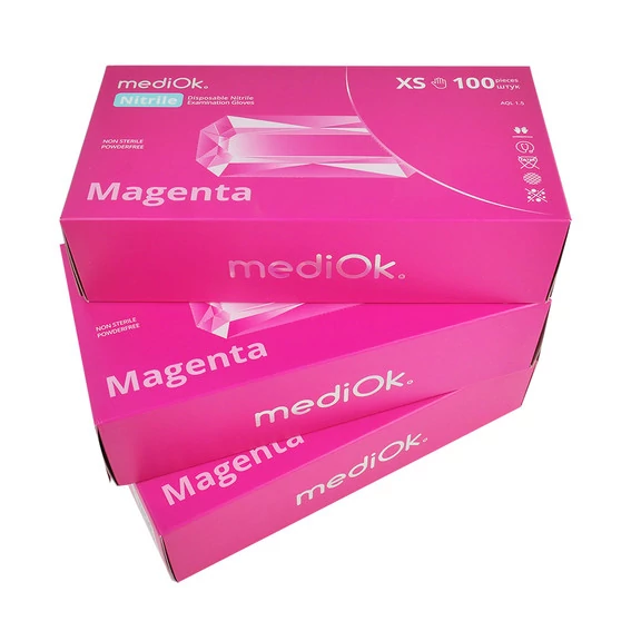 Перчатки MediOk Magenta розовые нитриловые без талька XS 100 шт - Фото №3