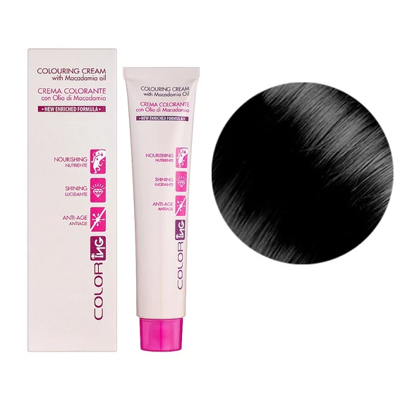 Крем-краска для волос ING Professional Colouring Cream with Macadamia oil 1 чёрный 60 мл (IN00512) - Фото №2