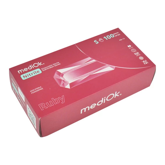 Перчатки MediOk RUBY бордовые нитриловые без талька S 100 шт - Фото №3