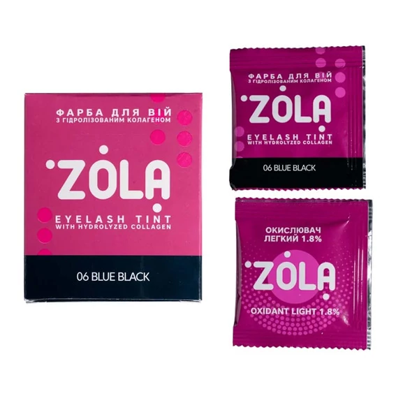 Краска для бровей ZOLA с коллагеном в саше с окислителем 06 blue-black 5 ml (05491) - Фото №2