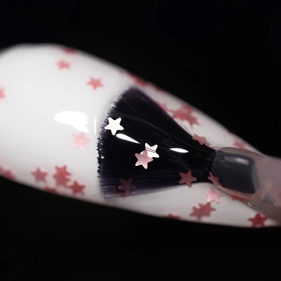 Топ Komilfo Star Nails Rose No Wipe без липкого слоя прозрачный с розовыми звездами 8 мл (508004) - Фото №2