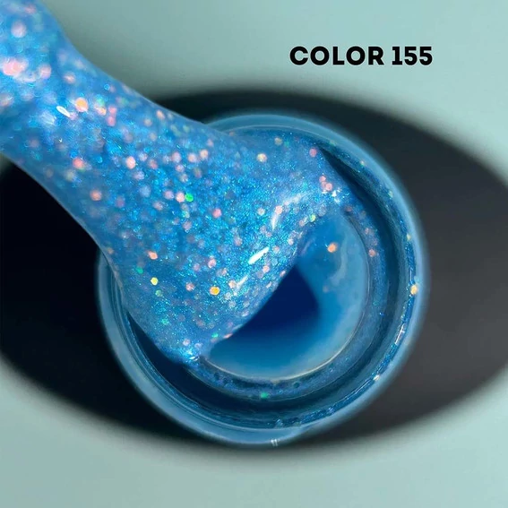 Гель-лак VALERI Color №155 голубой с микроблестками 6 мл (VA155) - Фото №2