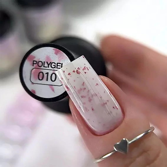 Гель KOMILFO PolyGel 010 молочный со светло-розовой поталью 15 мл (998010) - Фото №4