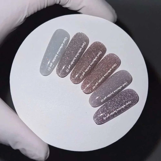 Гель NAILS OF THE DAY OPAL Reflective builder gel №03 теплый нюд с опаловым блеском, светоотражающий 15 мл (НФ-00020544) - Фото №3