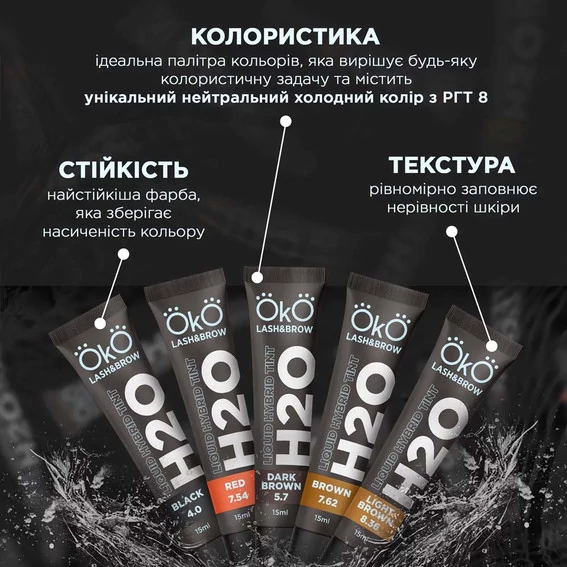 Краска OKO для бровей и ресниц Liquid Hybrid Tint H20 Black 4.0 15 ml (TINT-BL) - Фото №3