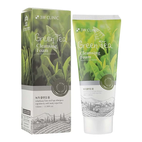 Пенка очищающая для лица с зеленым чаем 3W Clinic Green Tea Foam Cleansing Anti Sebum 100 мл - Фото №2