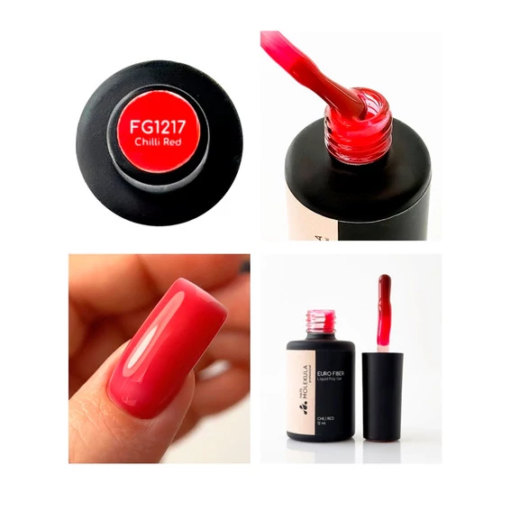 Гель для ногтей MOLEKULA Euro Fiber Gel Chili Red (красный чили) 12 мл (FG1217) - Фото №3