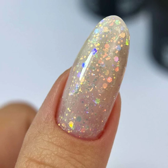 Гель SILLER Tinsel Gel №01 молочный с голографическими блестками 15 мл (банка) (НФ-00020931) - Фото №2