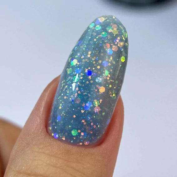 Гель SILLER Tinsel Gel №07 голубой с голографическими блестками 15 мл (банка) (НФ-00020937) - Фото №2