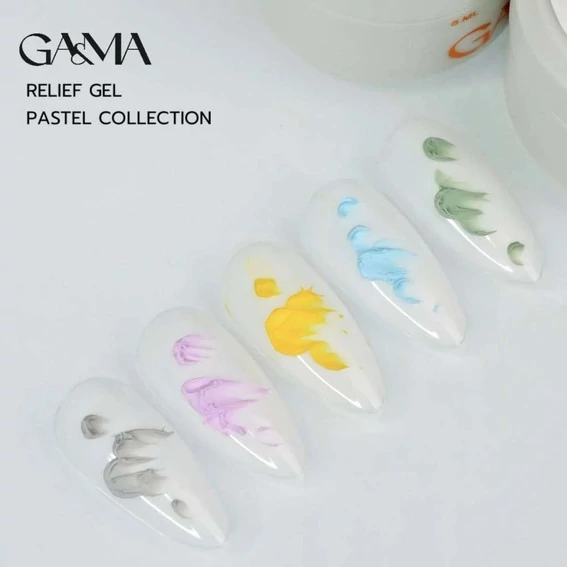 Набор GA&MA Relief Gel Pastel Collection ( (5 шт по 5 г: yellow, green, blue, lilac, gray) (7703012) - Фото №8