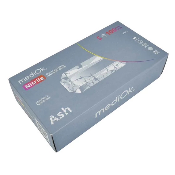 Перчатки MediOk Ash нитриловые серые S 100 шт (S-01-002) - Фото №2