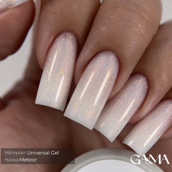 Гель для наращивания GA&MA Universal Gel Meteor нюдовый с голографическим блеском 15 мл (7702863) - Фото №2