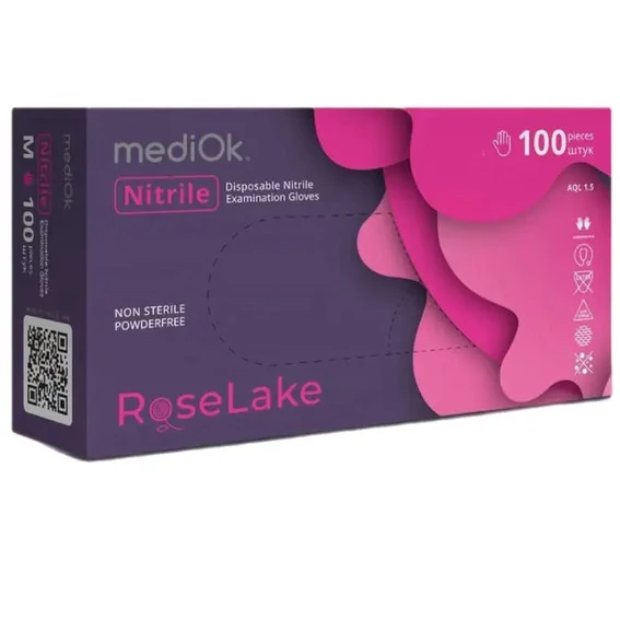 Перчатки MediOk Rose Lake розовые нитриловые без талька XS 100 шт - Фото №2