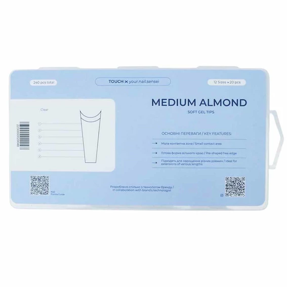Типсы Touch EXTRA MEDIUM ALMOND для наращивания с малой контактной зоной 240 шт (2230000029048) - Фото №3