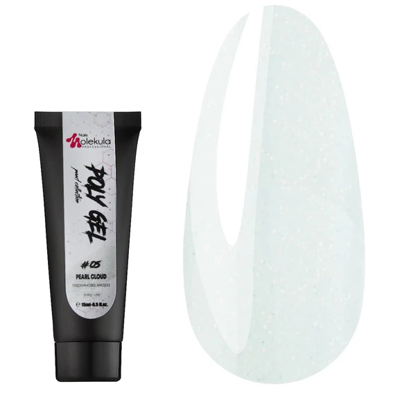 Полигель Molekula Nails №05 Pearl Cloud белый молочный с шиммером 15 мл - Фото №4