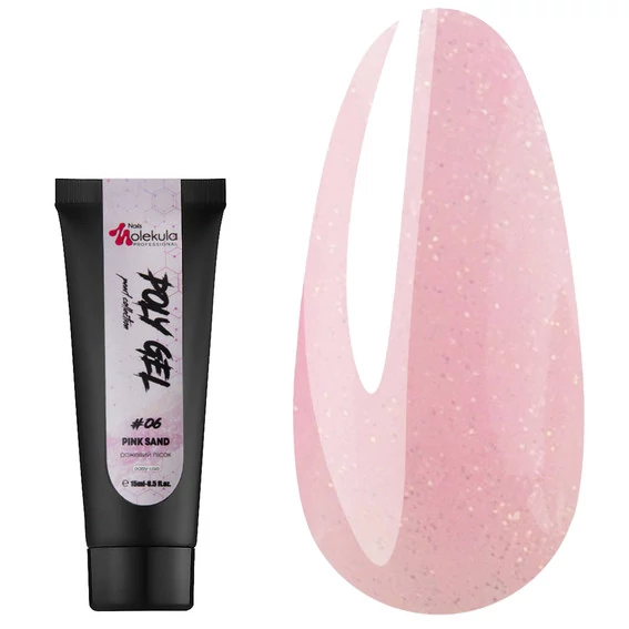 Полигель Molekula Nails №06 Pink Sand молочно-розовый с шиммером 15 мл (PG1506) - Фото №4