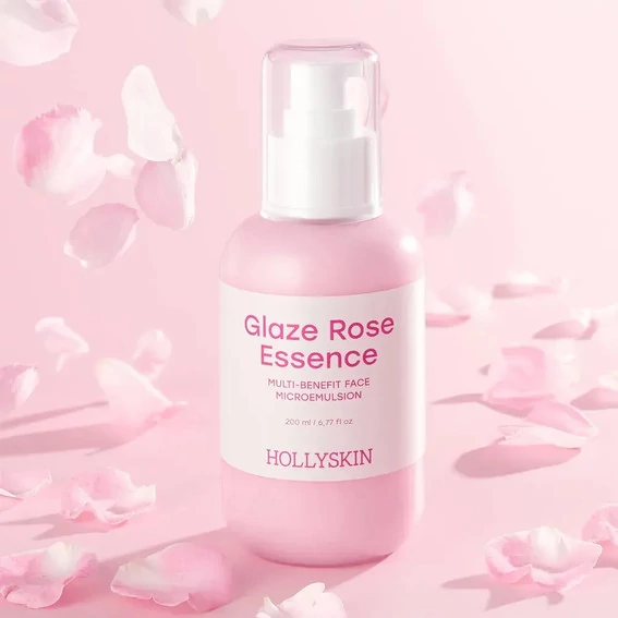 Мультифункциональная розовая микроэмульсия для лица HOLLYSKIN Glaze Rose Essence - Фото №3