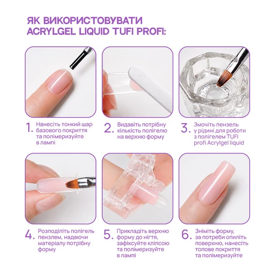 Жидкость для работы с полигелем / акригелем TUFI profi AcrylGel Liquid 100 мл (0332281) - Фото №5